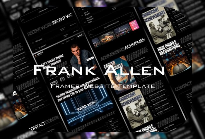 FrankAllen — Portfolio Website - FrankAllen is a dynamic, professionally crafted Portfolio website template in Framer, It’s perfect for creatives and professionals looking to showcase their work or use it as a starter template to make a professional portfolio from scratch.