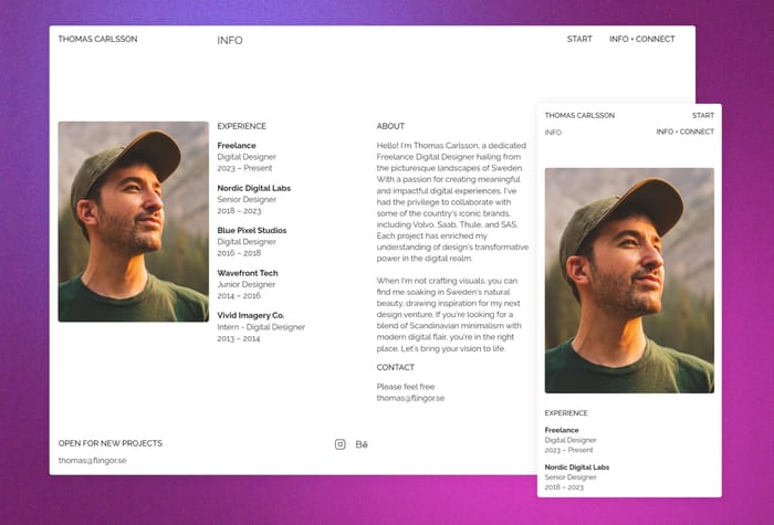 Helium — Portfolio Website - Helium is a light portfolio website for you who wants less distraction and all the focus on your work. Clearly display your work on the home page, and easily add your own projects with the built in CMS. The coherent animations throughout the template gives a professional impression.