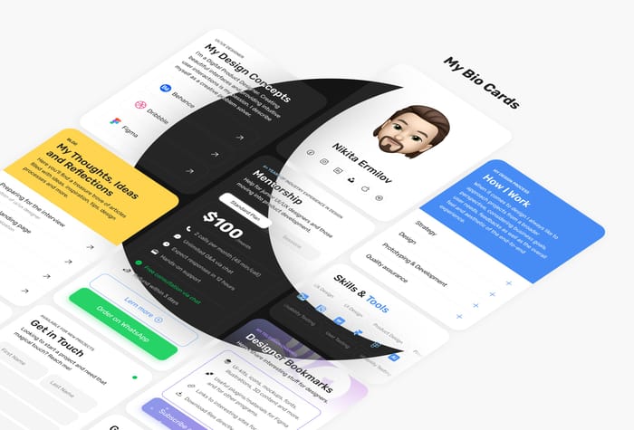 BioCards — Pesonal Portfolio - Introducing "BioCards", a wonderful Framer template created especially for those who are looking for a minimalistic and subtle personal portfolio. With this carefully crafted layout, you will be able to raise your status online and showcase your creative achievements and talents with ease. Includes: dark mode, smooth animation, adaptation for all devices.