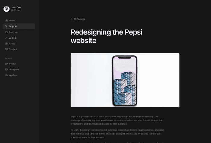 Dashfolio — Portfolio Template - Show, sell, and write – With Dashfolio, a dashboard-styled portfolio website template built for Framer, you can present yourself in ideal shape online. This template is perfect for designers, marketers, and developers!