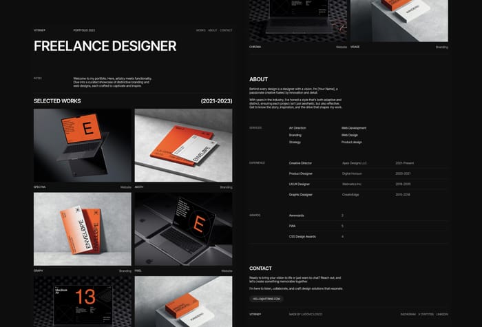 VITRINE — Minimal Portfolio Template - A meticulously crafted minimal portfolio template designed for the modern creator. Featuring a sleek one-page layout with integrated CMS for seamless project showcases.