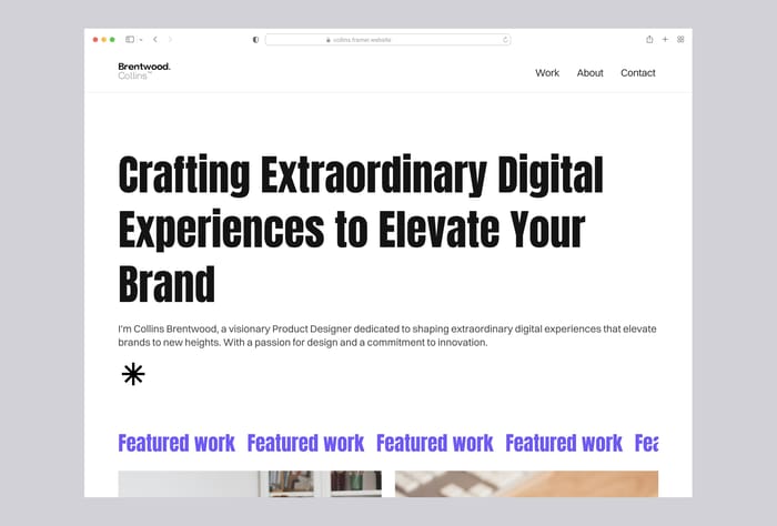 Collins — Portfolio Website - Dive into the world of 'Collins Portfolio,' an exclusive showcase designed to captivate your senses. This portfolio template transcends the ordinary, offering a dynamic canvas for product designers and creative minds to display their innovative journeys. Unveil your vision, forge connections, and make your mark with Collins Portfolio.