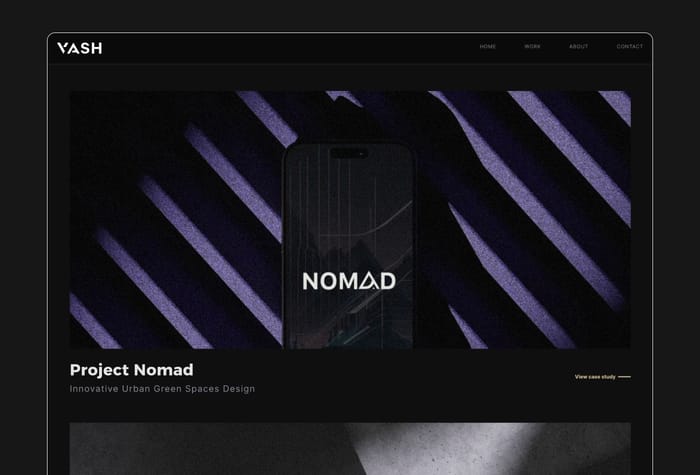 Vash — Portfolio Template - Vash represents a contemporary portfolio template crafted specifically for Framer. It allows you to exhibit your portfolio, showcase your professional background, and present your assets through its distinctive style. Utilize Vash to pursue your aspiration of securing an ideal designer position or captivating potential freelance clients.