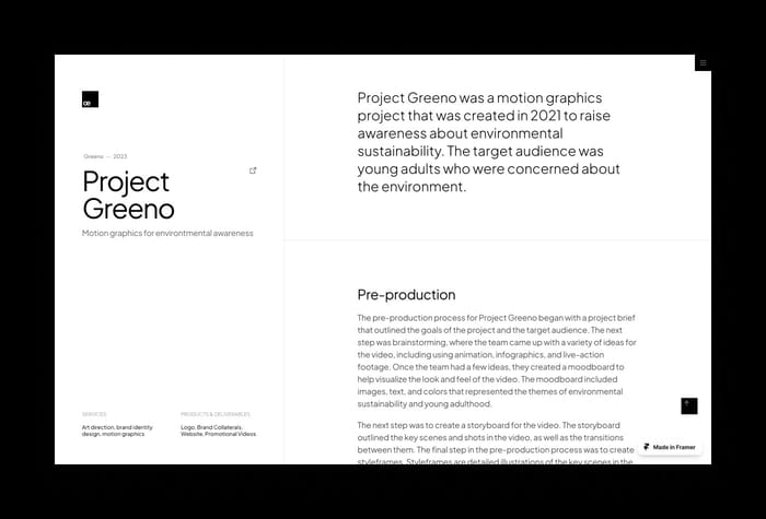Basree – Creative Portfolio Template - Basree is a creative portfolio Framer template. It's a simple, minimal and elegant portfolio, perfect for Creative Designers, Product Designers, Visual Designers and even Photographers to showcase their portfolios &amp; case studies.