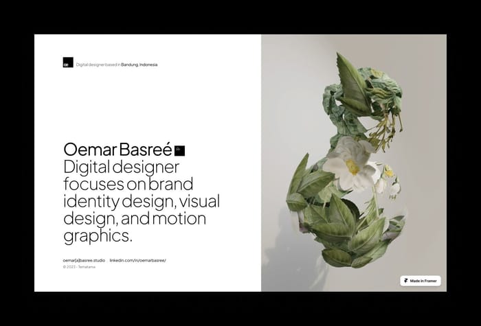 Basree – Creative Portfolio Template - Basree is a creative portfolio Framer template. It's a simple, minimal and elegant portfolio, perfect for Creative Designers, Product Designers, Visual Designers and even Photographers to showcase their portfolios &amp; case studies.