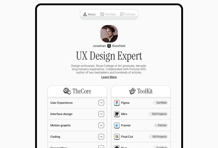 AuthThink —&nbsp;Portfolio Template - AuthThink is a minimalistic Framer Portfolio Template that exudes a unique blend of classic and vintage aesthetics. With its sleek design and subtle nostalgic touches, AuthThink offers a refreshing take on showcasing your creative work. Perfectly balancing modern simplicity with timeless charm, this template is sure to leave a lasting impression on your audience.