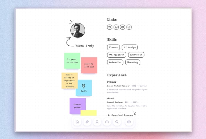 Canvas — Portfolio Template - Canvas is a lively, interactive canvas-style portfolio template filled with sticky notes, doodles, and dynamic animations. Designed to bring joy and engagement to the showcasing process, it's perfect for designers, engineers, product managers, and all creative minds.