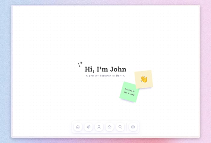 Canvas — Portfolio Template - Canvas is a lively, interactive canvas-style portfolio template filled with sticky notes, doodles, and dynamic animations. Designed to bring joy and engagement to the showcasing process, it's perfect for designers, engineers, product managers, and all creative minds.