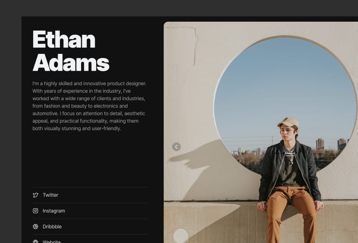 Character — Social Landing Page Template - Character is a Framer template that is meant to be the landing page for you. Need a link in your social media profiles? Need a simple page that directs people to various other links? You can use this.