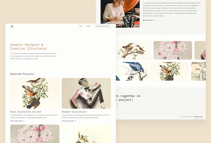 Felicity — Portfolio Template - Felicity is a customizable and minimalist website design that includes a home page, an about page, a portfolio page (CMS), and a 404 error page. It’s designed with breakpoints to ensure optimal display on different devices and is easy to edit. The design is clean and simple, and offers an intuitive and user-friendly experience for visitors.