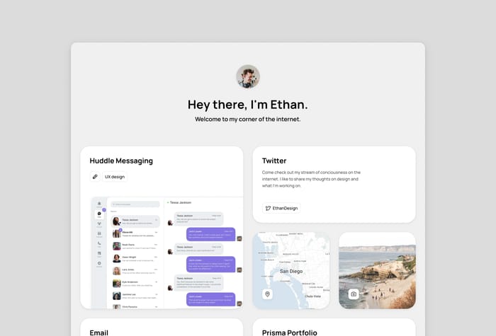 Persona — Personal Template - Persona is the perfect Framer template for crafting your own unique corner of the internet. With its sleek and modern grid layout, this template provides the perfect canvas for showcasing your work in a minimalist and elegant way. Mix and match your content with ease, and bring your personal website to life.