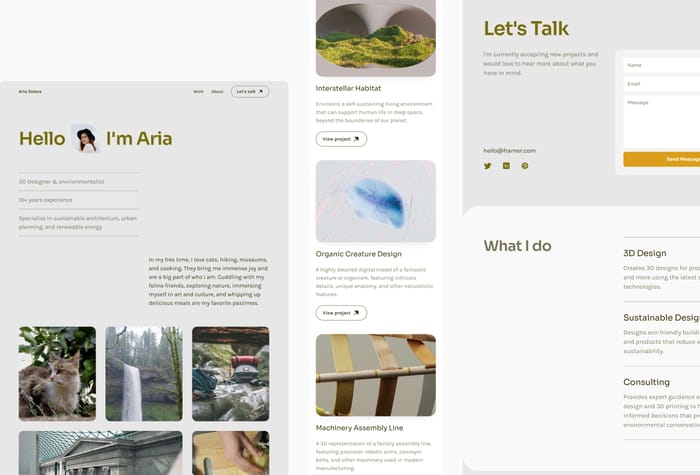 Solar — Portfolio Template - Solar is a fully responsive and customizable portfolio template made for Framer, featuring 6 essential pages, including Home, Work, Project CMS Page, About, Contact, and 404 (Not Found). Available in both light and dark themes, Solar allows you to create a comprehensive and visually appealing portfolio website that showcases your work.
