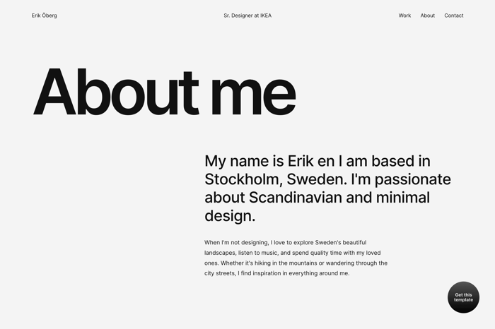 Öberg — Personal Portfolio Template - Introducing Öberg - a stunning personal portfolio template designed with designers in mind. The template features a minimalistic Scandinavian design, focusing on the beauty of typography, making it perfect for those who want to let their words speak louder than their visuals.
