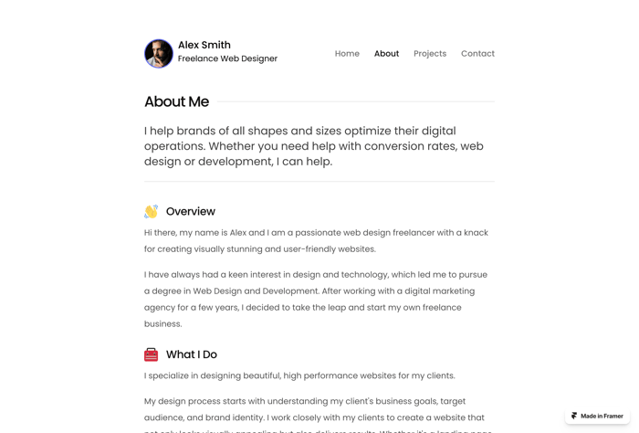 Your Space — Simple Portfolio Template - A simple, intuitive Framer portfolio template. Ideal for freelancers looking to create a good looking portfolio site with minimal effort.