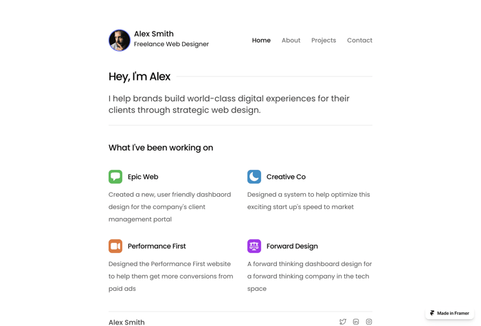 Your Space — Simple Portfolio Template - A simple, intuitive Framer portfolio template. Ideal for freelancers looking to create a good looking portfolio site with minimal effort.
