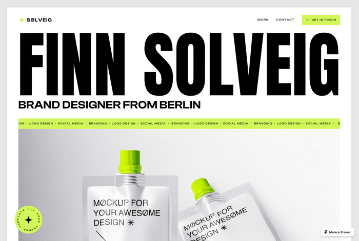 Solveig  — Portfolio Template - Solveig is a minimal &amp; modern Portfolio Framer Template perfectly suited for freelancers, designers, agencies or your personal portfolio.