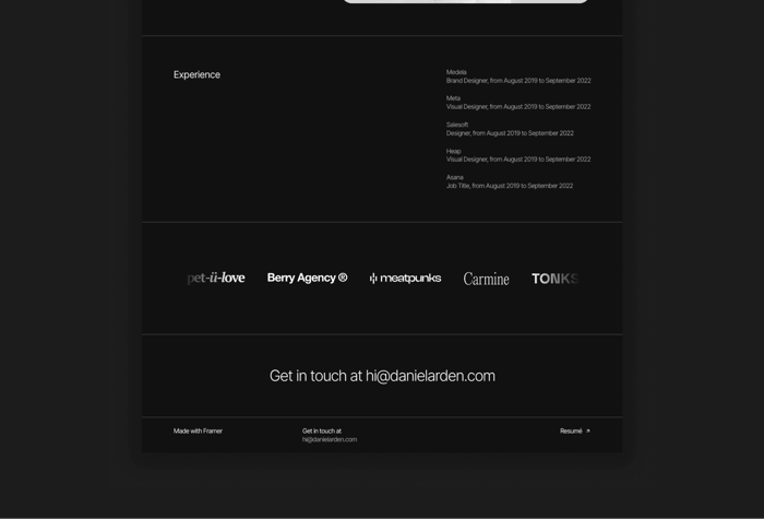 DSNGR - Introducing DSNGR: a responsive, clean, and minimal framer template perfect for designers. Featuring modern animations, CMS, and dark &amp; light modes which are essential elements that can help you create a visually engaging and memorable portfolio.