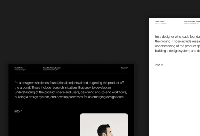 DSNGR - Introducing DSNGR: a responsive, clean, and minimal framer template perfect for designers. Featuring modern animations, CMS, and dark &amp; light modes which are essential elements that can help you create a visually engaging and memorable portfolio.