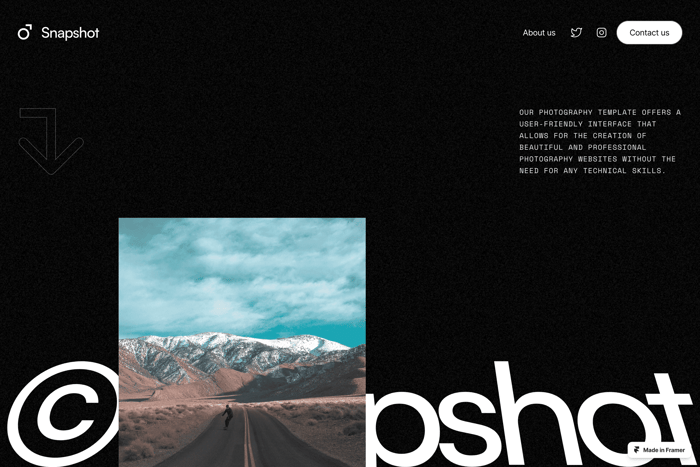 Snapshot — Portfolio Template - Show off your work in style with a clean and simple look that's fully responsive. You can easily update it in just a few minutes and have your changes live in seconds. Perfect for anyone who wants a cool website without the wait for design or coding to be finished.