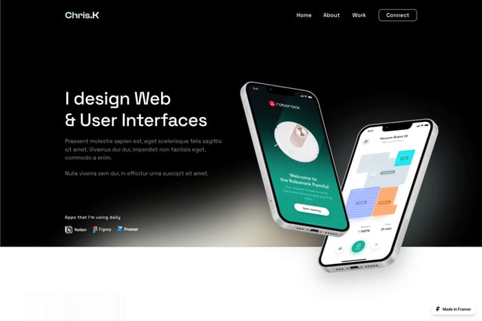 Designer Portfolio Website Template - A Framer Template perfect for graphic designers, ux designers, copywriters, illustrators etc.