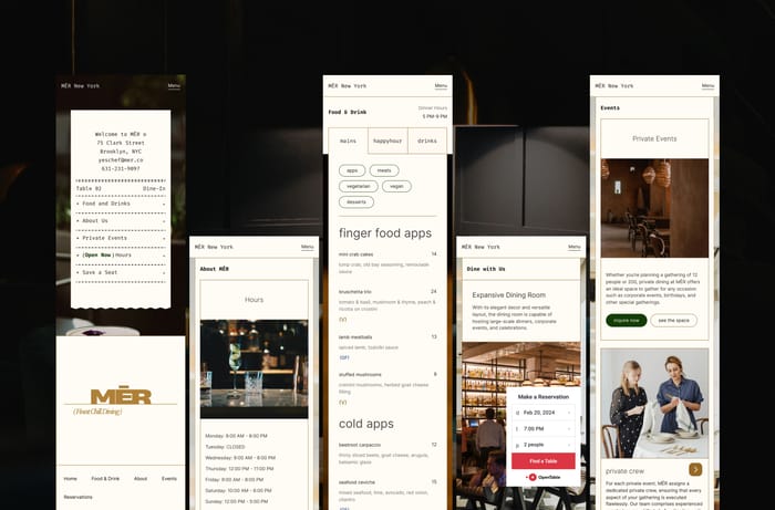 MĒR — Stunning Eating Establishment Template - This sleek, modern template is the ideal choice for restaurants, lounges, bars, and any eating establishment looking to elevate its online presence using dynamic components, bento styling, and minimal code.