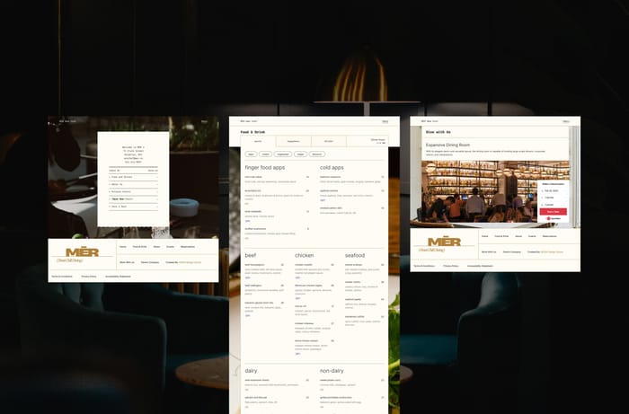 MĒR — Stunning Eating Establishment Template - This sleek, modern template is the ideal choice for restaurants, lounges, bars, and any eating establishment looking to elevate its online presence using dynamic components, bento styling, and minimal code.