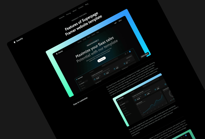 Saasify —&nbsp;Tech product template - Saasify is a framer website template for Saas products and tech based sites, we researched lot of Saas and tech websites to come up with this design and this will fit for all type of Saas and tech related websites.