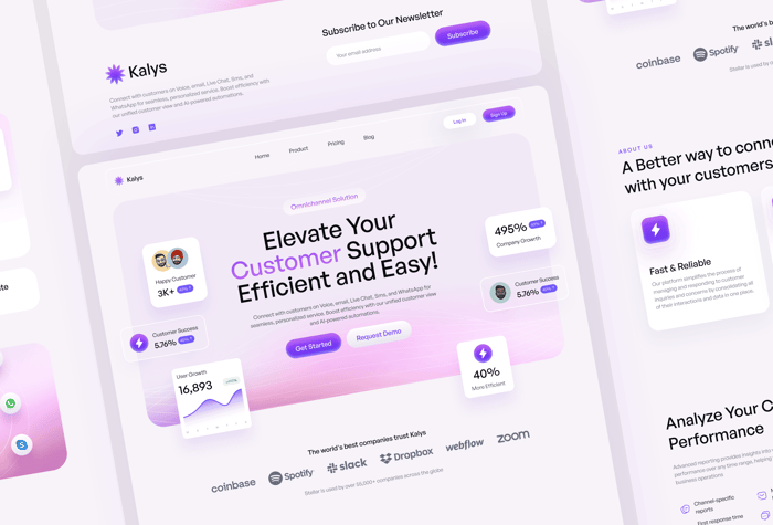 Kalys —  Ultimate SaaS Websites - Introducing Kalys, the ultimate Framer template for SaaS websites. Crafted with precision, it features 8 essential pages Including A Home, About Us, Product, Pricing, Blog, Contact, Login, and Signup.