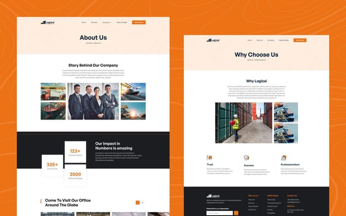 Logizai - Transport Website Template - Logizai is a fully-responsive website template to build your upcoming transport Webflow website. Logizai is a responsive modern Webflow template for transport websites with all essential CMS features.