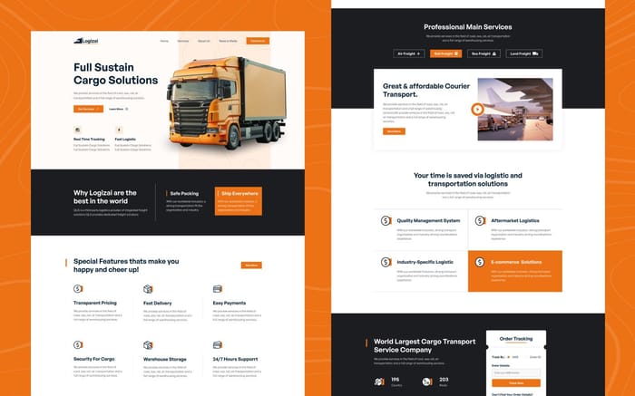 Logizai - Transport Website Template - Logizai is a fully-responsive website template to build your upcoming transport Webflow website. Logizai is a responsive modern Webflow template for transport websites with all essential CMS features.