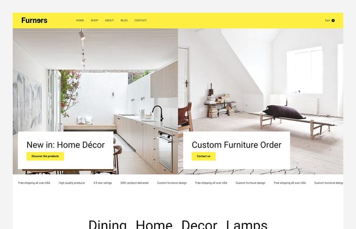 Furners - Furniture Website Template - Crafted with love and custom-designed for every furniture shop and home decor website. A minimalist design style that thrills and features will cover every aspect of your business.
