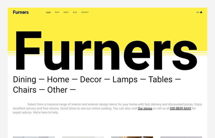 Furners - Furniture Website Template - Crafted with love and custom-designed for every furniture shop and home decor website. A minimalist design style that thrills and features will cover every aspect of your business.