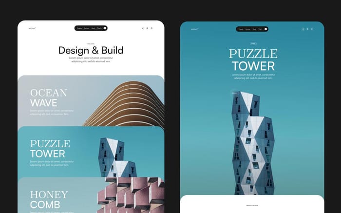 Arkitect - Architecture Website Template - Arkitect is a modern Webflow template perfectly suited for architecture or real estate businesses. It comes with an elegant and minimal design, advanced interactions and CMS and Ecommerce integration.