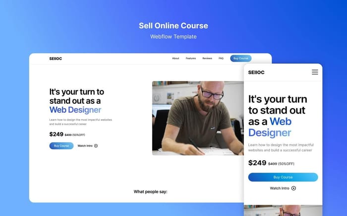SELLOC - Coaching Website Template - SELLOC is a perfect one-page website template designed to be used when launching a new online course. It features a clean minimalist theme and includes everything needed to create a high-converting landing page.