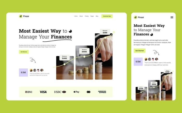 Finzai - Finance Website Template - Finzai is a fully-responsive website template to build your upcoming Fintech webflow website. Finzai is a responsive modern Webflow template for Fintech websites with all essential CMS features.