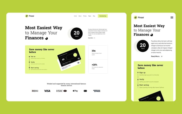 Finzai - Finance Website Template - Finzai is a fully-responsive website template to build your upcoming Fintech webflow website. Finzai is a responsive modern Webflow template for Fintech websites with all essential CMS features.