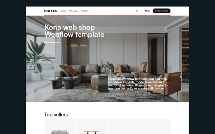 Kona - Retail Website Template - Kona is a carefully designed and modern retail template with 3 UNIQUE landing pages, made to get your website up and running ASAP.