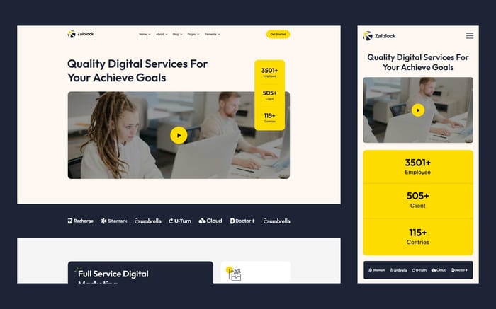 Zaiblock - Startup Website Template - Zaiblock is a fully-responsive website template to build your upcoming business website. Zaiblock is a responsive modern Webflow template for business websites with 4 different Home, 60+ elements, 18 Inner Pages, and all essential CMS features.