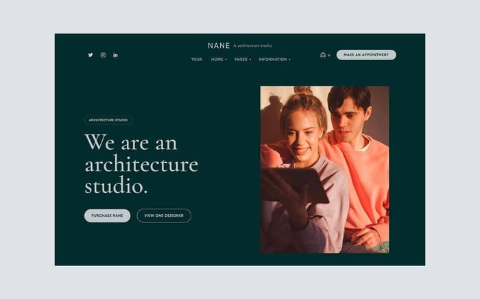Nane - Architecture Website Template - Nane Webflow Eccomerce template is ideal for architects, furniture designers, businesses, and those who need an easy, attractive and effective way to share their work with clients.