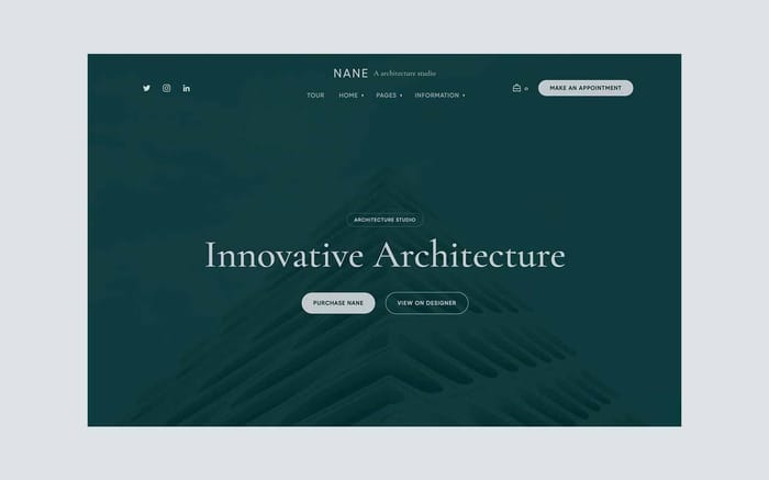 Nane - Architecture Website Template - Nane Webflow Eccomerce template is ideal for architects, furniture designers, businesses, and those who need an easy, attractive and effective way to share their work with clients.