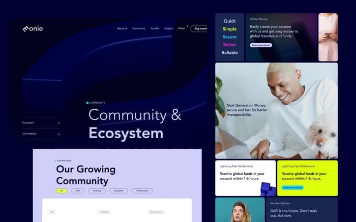 monie - Finance Website Template - Get this dark-themed, modern 3D Fintech template with smooth, simple animations and interactions, and start impressing customers, potential investors, and your community.