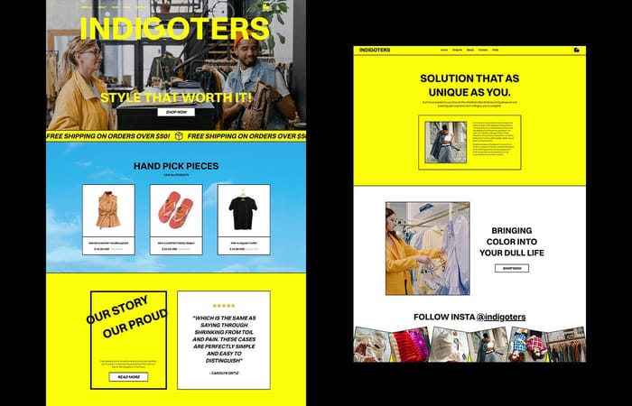 Indigoters - Retail Website Template - Make your fashion statement with Indigoters - Webflow eCommerce template. Suitable for modern fashion stores and clothing brands looking for a creative yet impressive way to showcase products to the world.