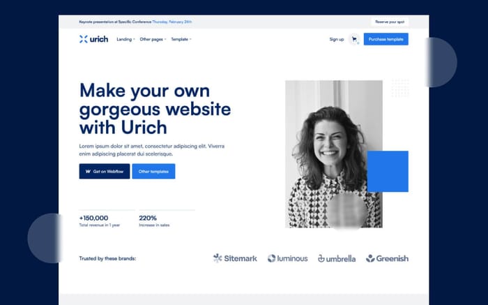 Urich - Startup Website Template - Urich is a carefully designed and modern business template with 3 UNIQUE landing pages, made to get your website up and running ASAP.