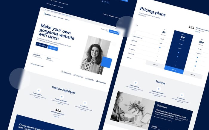 Urich - Startup Website Template - Urich is a carefully designed and modern business template with 3 UNIQUE landing pages, made to get your website up and running ASAP.