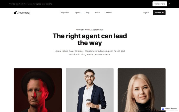 Homeq - Real Estate Website Template - Homeq is a powerful multi-property real estate listing template that easily adapts to other business fields as well (finance, law, architecture).