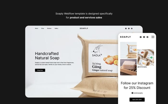 Soaply - Small Business Website Template - Soaply is a perfect one-page website template for your physical products. Add your products into this template and you’ll get your online store-front done and ready!
