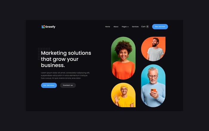 Growfy - Consulting Website Template - Growfy is a template highly suitable for modern marketing agencies, digital studios, startups and businesses. The design is made in the dark style, which makes the site memorable and you can easily adapt it to your brand.