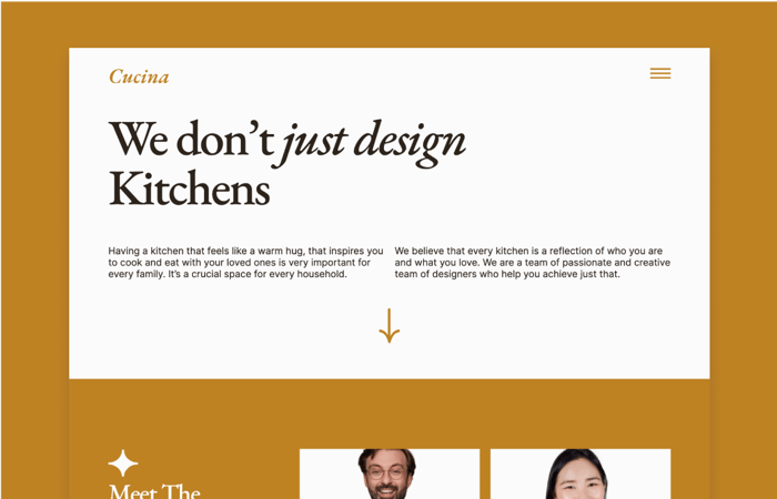 Cucina - Architecture Website Template - Cucina is an elegant Webflow template for kitchen architecture studios. With responsive layouts, CMS, and captivating interactions, it's perfect for showcasing your kitchen architecture designs and impressing potential clients.