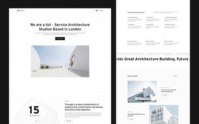 Arczai - Architecture Website Template - Arczai is a fully-responsive website template to build your upcoming Architecture website. Arczai is a responsive modern Webflow template for Architecture websites with all essential CMS &amp; Ecommerce features.