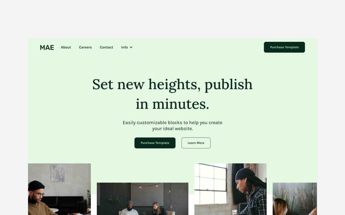 Mae - Startup Website Template - Mae is a modern solution for companies looking to launch a simple but effective website. Every design element was meticulously crafted to ensure a minimal and fresh aesthetic that easily molds to fit your brand's needs.